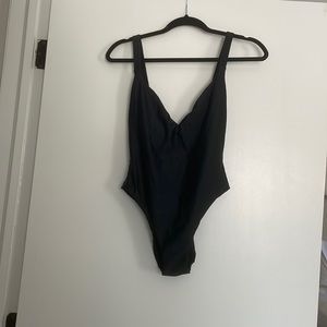 Black one piece Madewell bathing suit